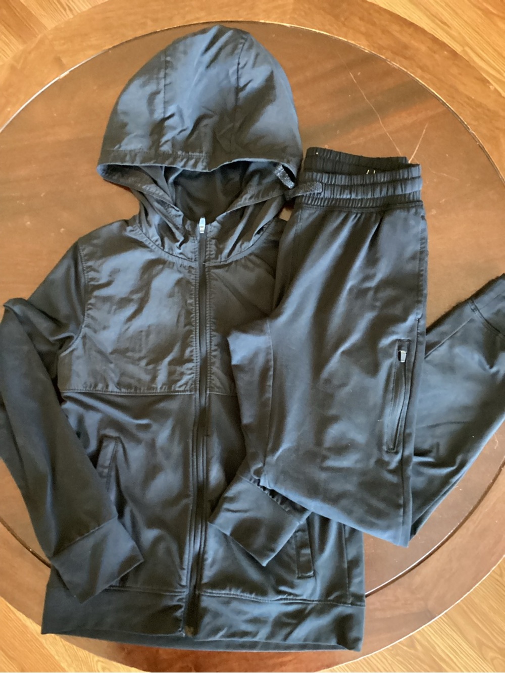 all in motion Black hooded Zip Jacket and Joggers
